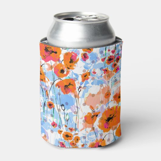 Geborstelde papavers: Abstracte bloemtextuur Blikjeskoeler (Blikje Voorkant)