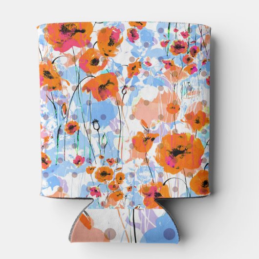 Geborstelde papavers: Abstracte bloemtextuur Blikjeskoeler (Achterkant)