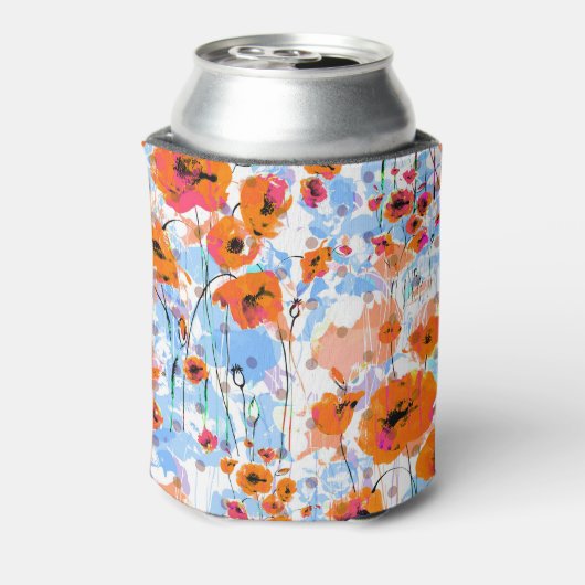 Geborstelde papavers: Abstracte bloemtextuur Blikjeskoeler (Blikje Achterkant)