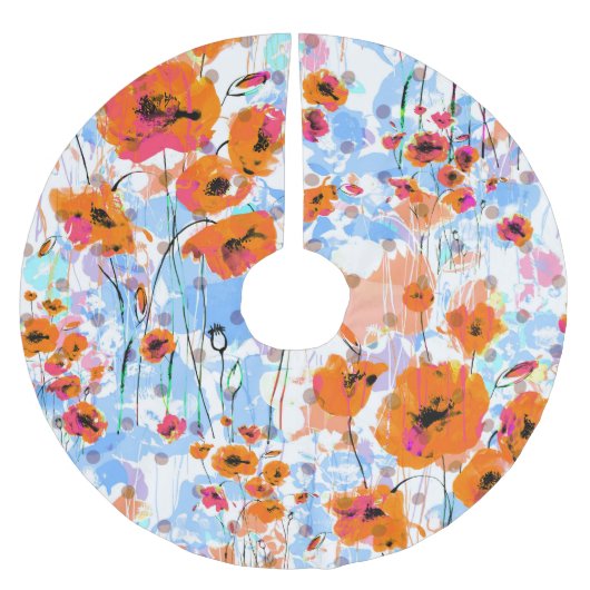 Geborstelde papavers: Abstracte bloemtextuur Kerstboom Rok (Voorkant)