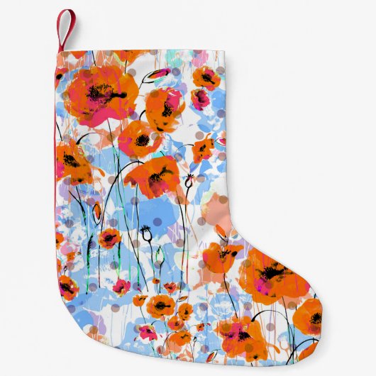Geborstelde papavers: Abstracte bloemtextuur Kleine Kerstsok (Voorkant)