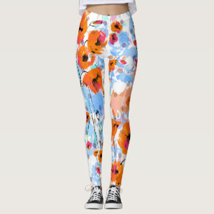 Geborstelde papavers: Abstracte bloemtextuur Leggings