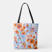 Geborstelde papavers: Abstracte bloemtextuur Tote Bag (Achterkant)