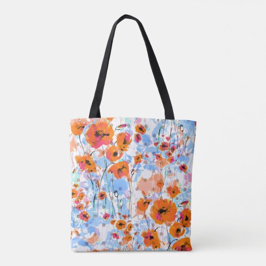 Geborstelde papavers: Abstracte bloemtextuur Tote Bag (Achterkant)