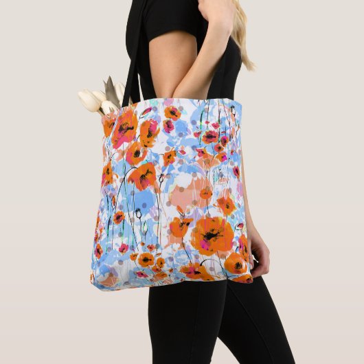 Geborstelde papavers: Abstracte bloemtextuur Tote Bag (Dichtbij)