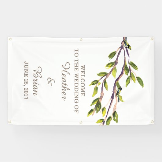 Geborstelde takken Bruiloft Banner (Horizontaal)