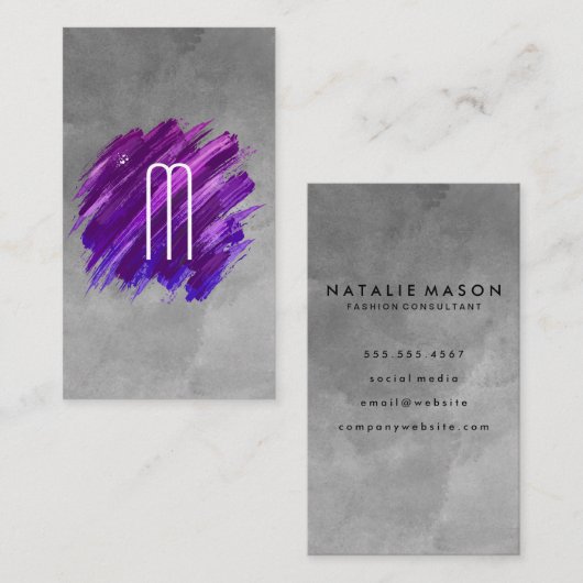 Geborstelde verf | Monogram | WATERVERF Visitekaartje (Voorkant / Achterkant)