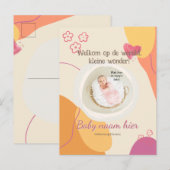 Gebortekaartje voor de kleine wonder uitnodiging briefkaart (Voorkant / Achterkant)
