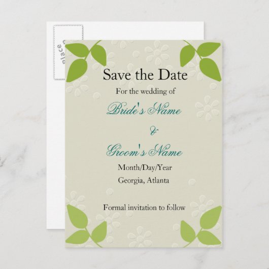 Gebosseerd - Bewaar de datumkaart Aankondigingskaart (Voorkant / Achterkant)