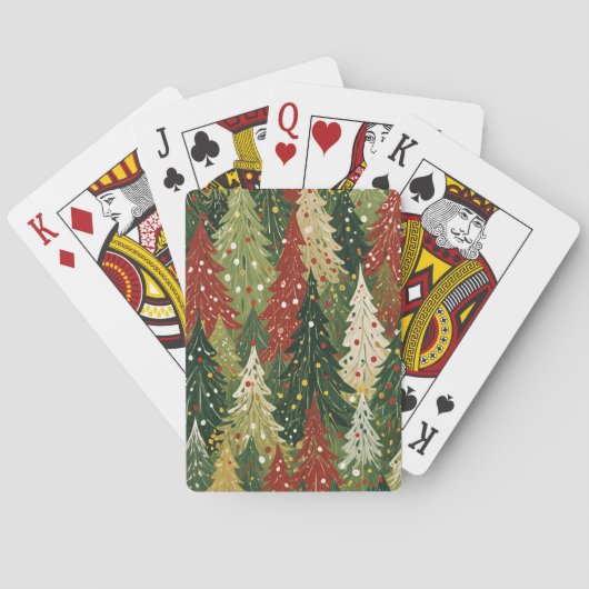 Gebosseerd bos van feestelijke dennenbomen pokerkaarten (Achterkant)