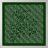 Gebosseerd Effect Groene Stencil Rozen Floral Poster (Voorkant)