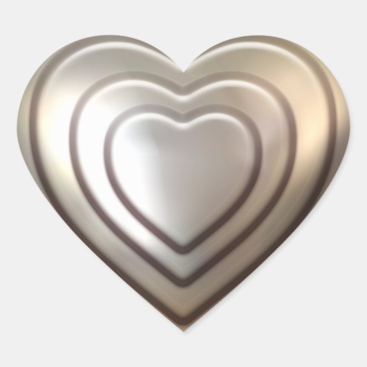 Gebosseerd zilveren hart sticker (Voorkant)
