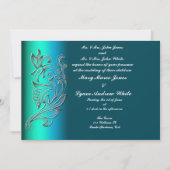 Gebosseerde Aqua Classic huwelijksuitnodiging Kaart (Voorkant)