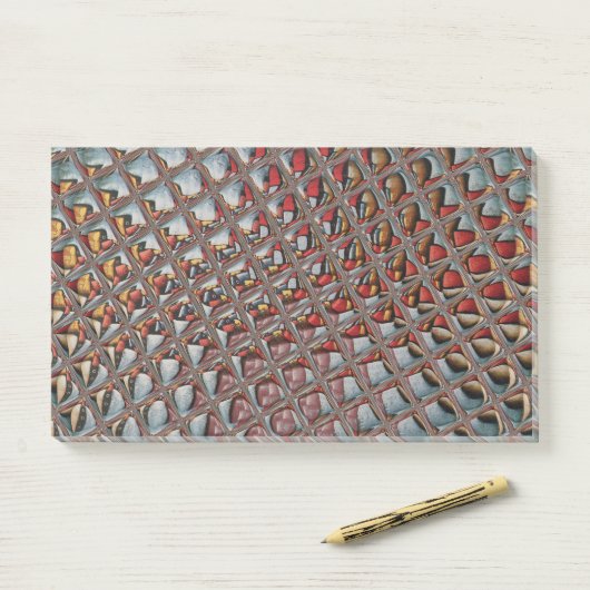 Gebosseerde Ash Grey Maroon Checkered: een moderne Post-it® Notes (Op bureau)