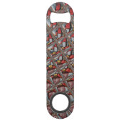 Gebosseerde Ash Grey Maroon Checkered: een moderne Speed Flessenopener (Voorkant)