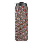 Gebosseerde Ash Grey Maroon Checkered: een moderne Thermosbeker (Voorkant)