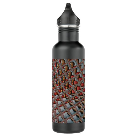 Gebosseerde Ash Grey Maroon Checkered: een moderne Waterfles (Rechts)