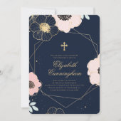 Gebosseerde Floral Foliage Geometric Memorial Fune Kaart (Voorkant)