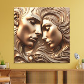 Gebosseerde gesmolten bronzen geliefden in romanti canvas afdruk (Insitu (Woonkamer))