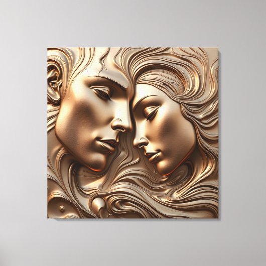 Gebosseerde gesmolten bronzen geliefden in romanti canvas afdruk (Voorkant)