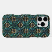 Gebosseerde gouden en groene bloemen iPhone hoesje (Achterkant horizontaal)