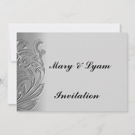 Gebosseerde klassieke bruiloft uitnodiging (Achterkant)