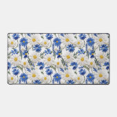 Gebosseerde witte madeliefje met blauwe Nigella bl Bureaumat (Voorkant)