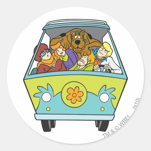 Gebost in de Mystery Machine Ronde Sticker (Voorkant)