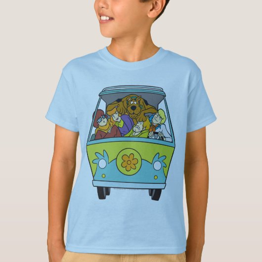 Gebost in de Mystery Machine T-shirt (Voorkant)
