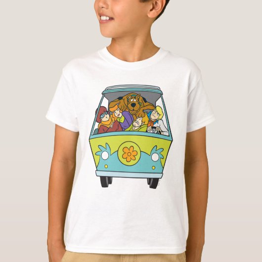 Gebost in de Mystery Machine T-shirt (Voorkant)
