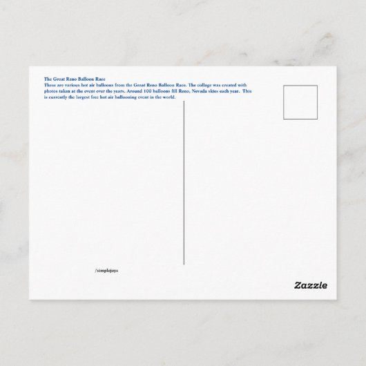 Geboste hete luchtballonnen briefkaart (Achterkant)