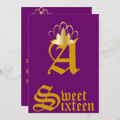 Geboste monogram Sweet Sixteen-Customize Kaart (Voorkant / Achterkant)
