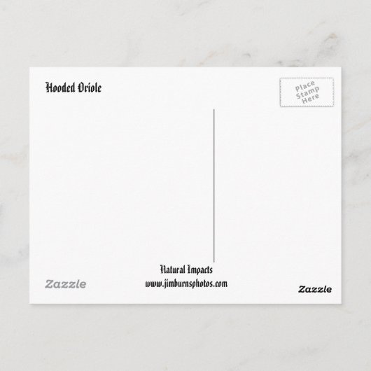 Geboste Oriole Briefkaart (Achterkant)