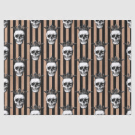 Geboste schedels op zwarte en gestreepte tonijn tissuepapier