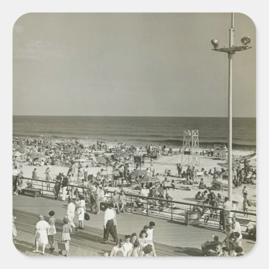 Geboste strand vierkante sticker (Voorkant)