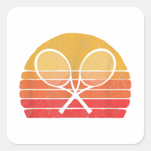 Geboste Tennis Racquets Retro 80s Zon  Grap Vierkante Sticker