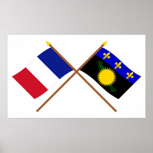Geboste vlaggen van Frankrijk en Guadeloupe Poster