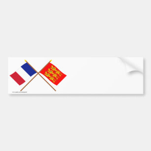 Geboste vlaggen van Frankrijk en Haute-Normandie Bumpersticker
