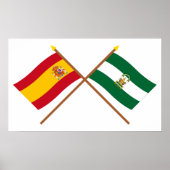 Geboste vlaggen van Spanje en Andalusië Poster (Voorkant)