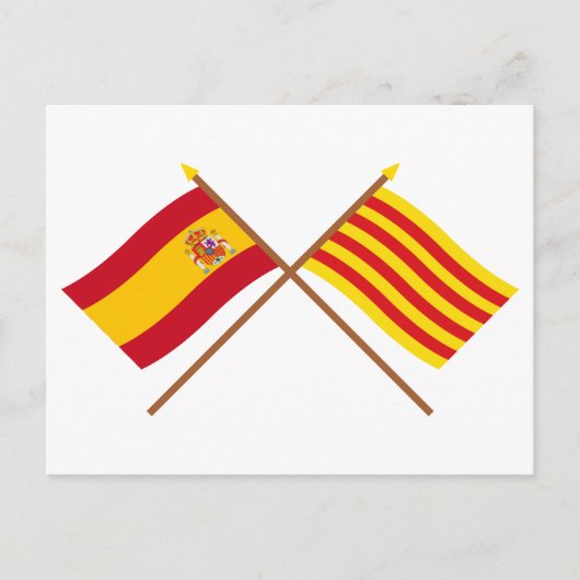 Geboste vlaggen van Spanje en Catalonië Briefkaart (Voorkant)