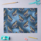 Geboste vogels met bloemen op blauwe ontkoppeling tissuepapier (Craft)