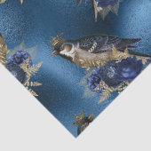 Geboste vogels met bloemen op blauwe ontkoppeling tissuepapier (Detail)