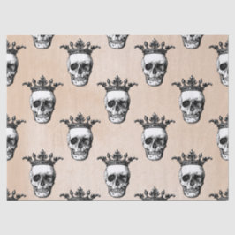 Geboste witte schedels op de zwarte Tan-pagina Tissuepapier