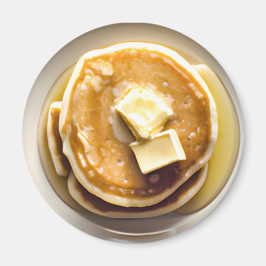 Geboterde pannenkoeken met siroop voedsel magneet (Voorkant)