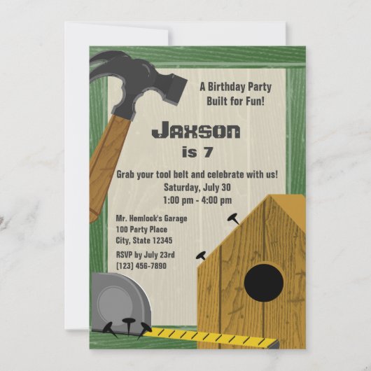 Gebouw Birdhouse Construction Party Kaart (Voorkant)