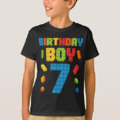 Gebouw Bricks 7e verjaardag Jongen 7 zeven jaar T-shirt (Voorkant)