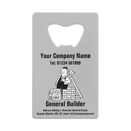 Gebouw- en bouwthema creditkaart flessenopener (Voorkant)