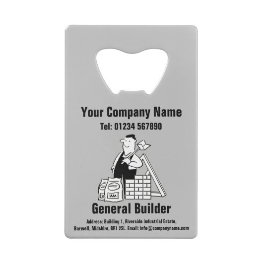 Gebouw- en bouwthema creditkaart flessenopener (Achterkant)