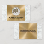 Gebouw- en thuispictogram | Goud Metaal Marmer Visitekaartje (Voorkant / Achterkant)
