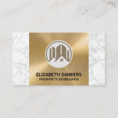 Gebouw- en thuispictogram | Goud Metaal Marmer Visitekaartje (Voorkant)